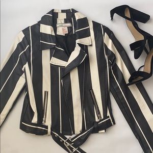 Striped leather jacket